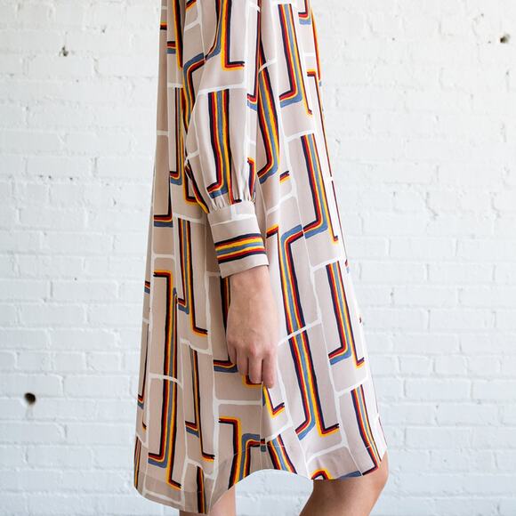 Rachel Comey Upland Dress 100% Silk Rainbow Print Tunic Shirt Dress Size 2 EUC - Picture 14 of 16